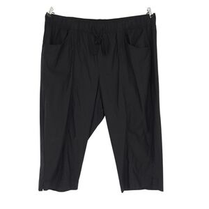 Lane Bryant Slub Cropped Pants Black High Rise Pull On Stretch Waist 22 24